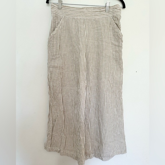 Max Studio linen blend elastic waist wide leg pants  medium beach lightweight - Picture 1 of 4
